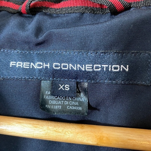 FRENCH CONNECTION Hooded Long Puffer Jacket Utility Navy Blue XSmall - Picture 10 of 15